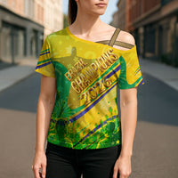 Brazil Football Champions 2026 Cross Shoulder Shirt Sovereign Jaguar Golden Trophy 3D Graphic Design