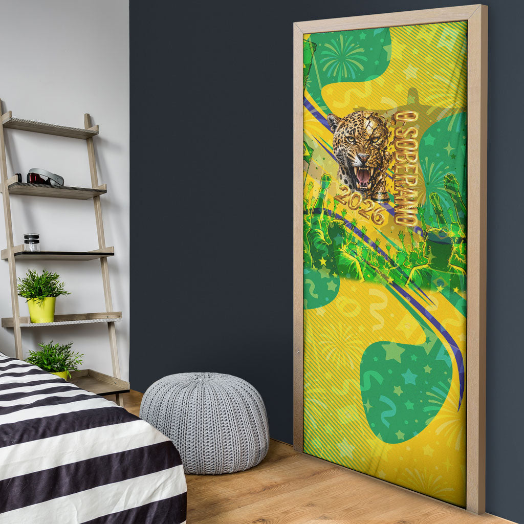 Brazil Football Champions 2026 Door Cover Sovereign Jaguar Golden Trophy 3D Graphic Design