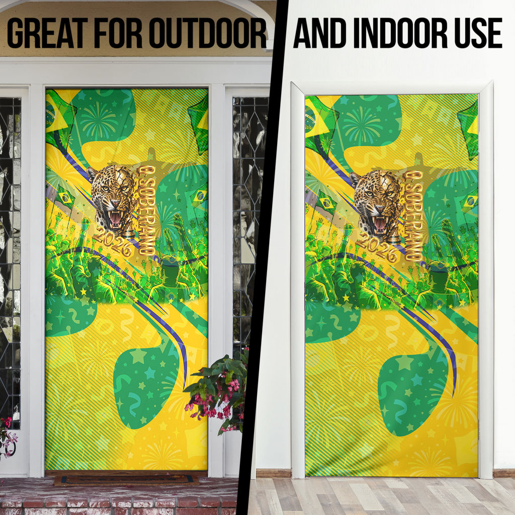 Brazil Football Champions 2026 Door Cover Sovereign Jaguar Golden Trophy 3D Graphic Design
