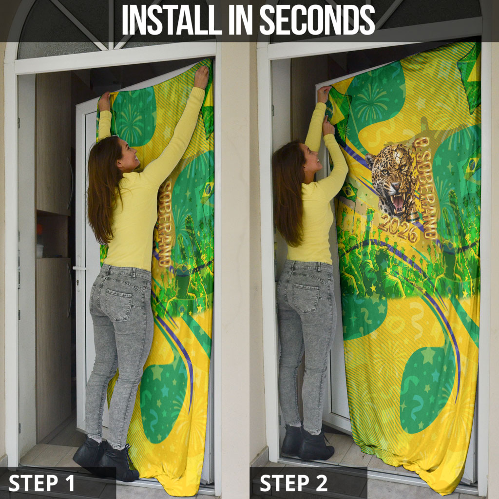 Brazil Football Champions 2026 Door Cover Sovereign Jaguar Golden Trophy 3D Graphic Design