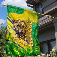 Brazil Football Champions 2026 Garden Flag Sovereign Jaguar Golden Trophy 3D Graphic Design