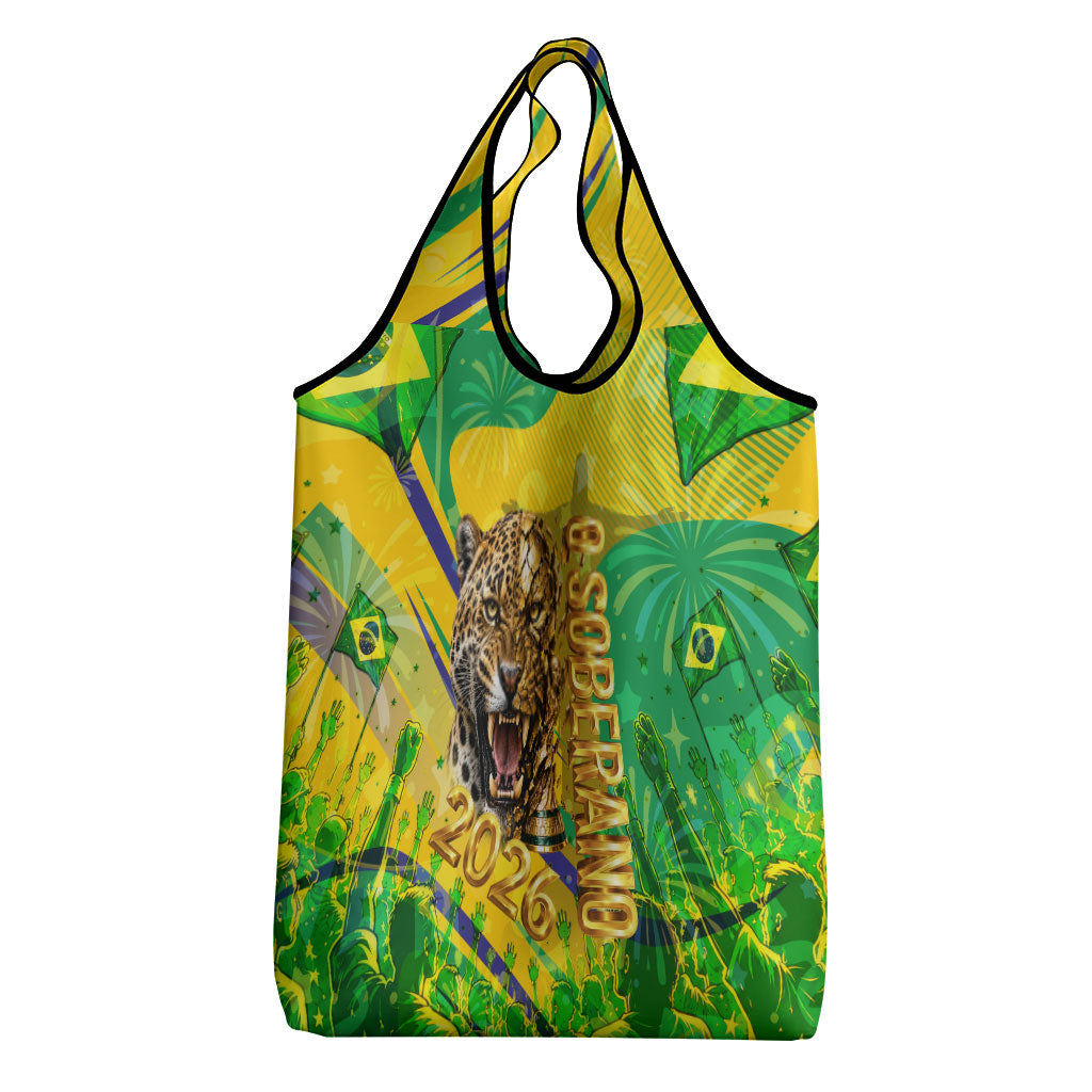 Brazil Football Champions 2026 Grocery Bag Sovereign Jaguar Golden Trophy 3D Graphic Design