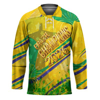 Brazil Football Champions 2026 Hockey Jersey Sovereign Jaguar Golden Trophy 3D Graphic Design