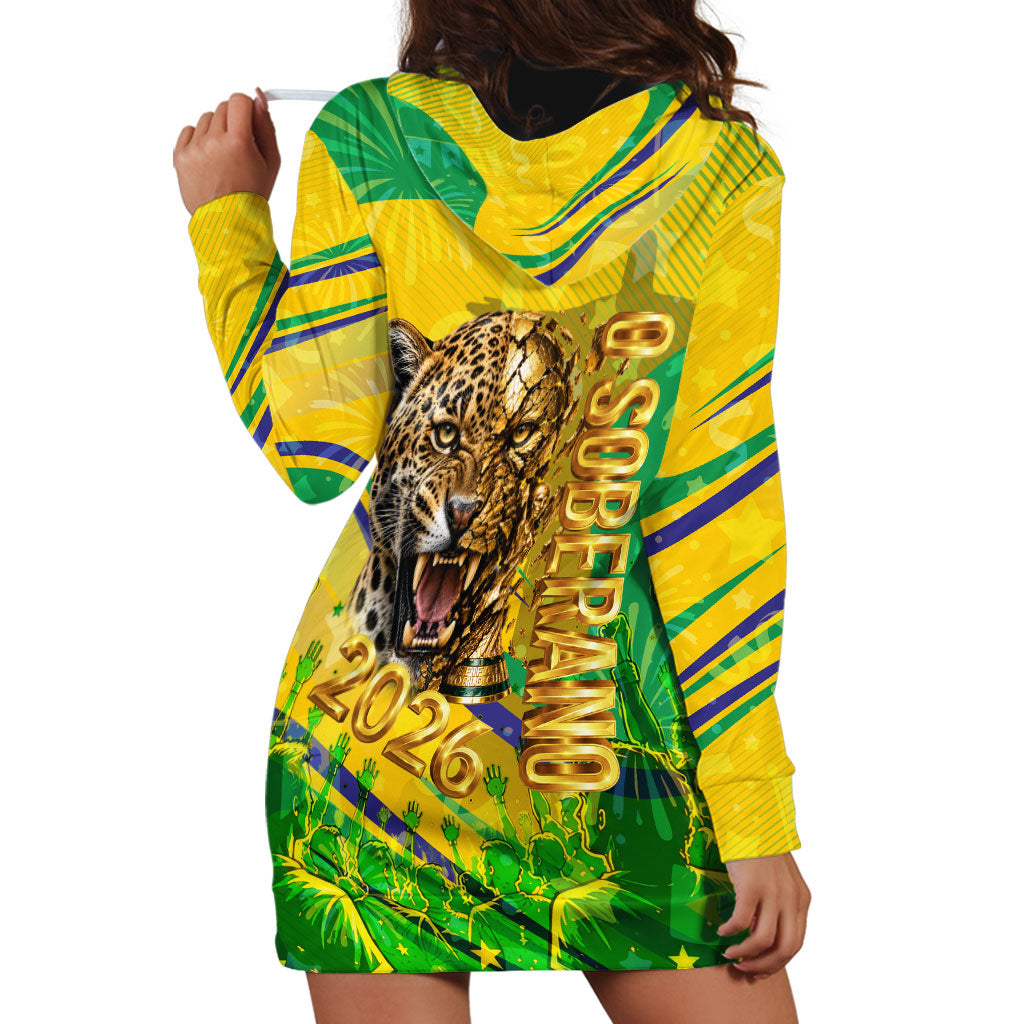 Brazil Football Champions 2026 Hoodie Dress Sovereign Jaguar Golden Trophy 3D Graphic Design