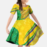 Brazil Football Champions 2026 Kid Short Sleeve Dress Sovereign Jaguar Golden Trophy 3D Graphic Design