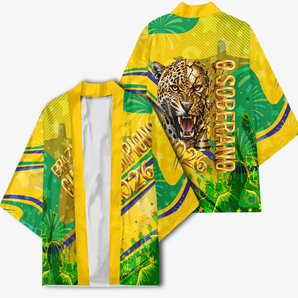 Brazil Football Champions 2026 Kimono Sovereign Jaguar Golden Trophy 3D Graphic Design