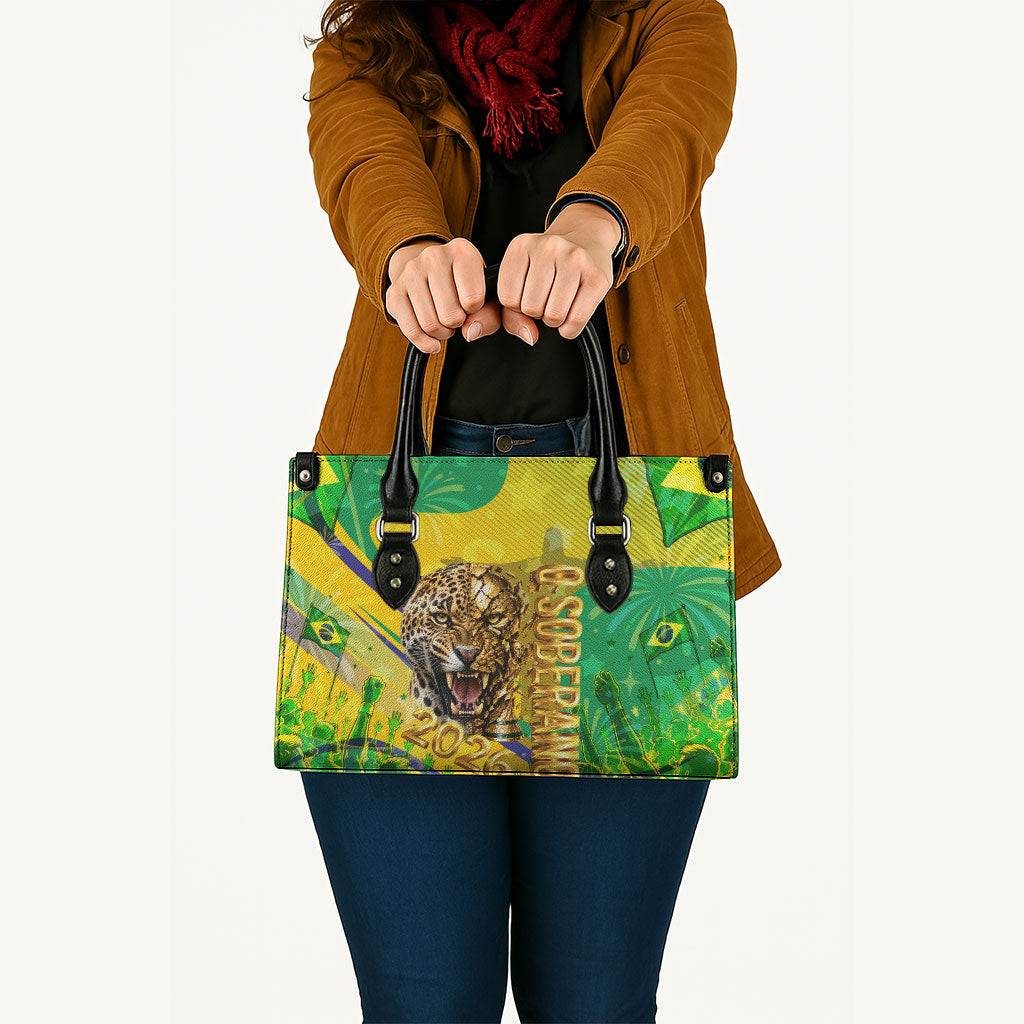 Brazil Football Champions 2026 Leather Bag Sovereign Jaguar Golden Trophy 3D Graphic Design
