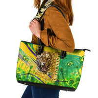 Brazil Football Champions 2026 Leather Tote Bag Sovereign Jaguar Golden Trophy 3D Graphic Design