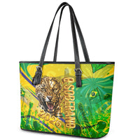 Brazil Football Champions 2026 Leather Tote Bag Sovereign Jaguar Golden Trophy 3D Graphic Design