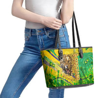 Brazil Football Champions 2026 Leather Tote Bag Sovereign Jaguar Golden Trophy 3D Graphic Design