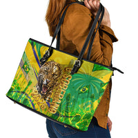 Brazil Football Champions 2026 Leather Tote Bag Sovereign Jaguar Golden Trophy 3D Graphic Design
