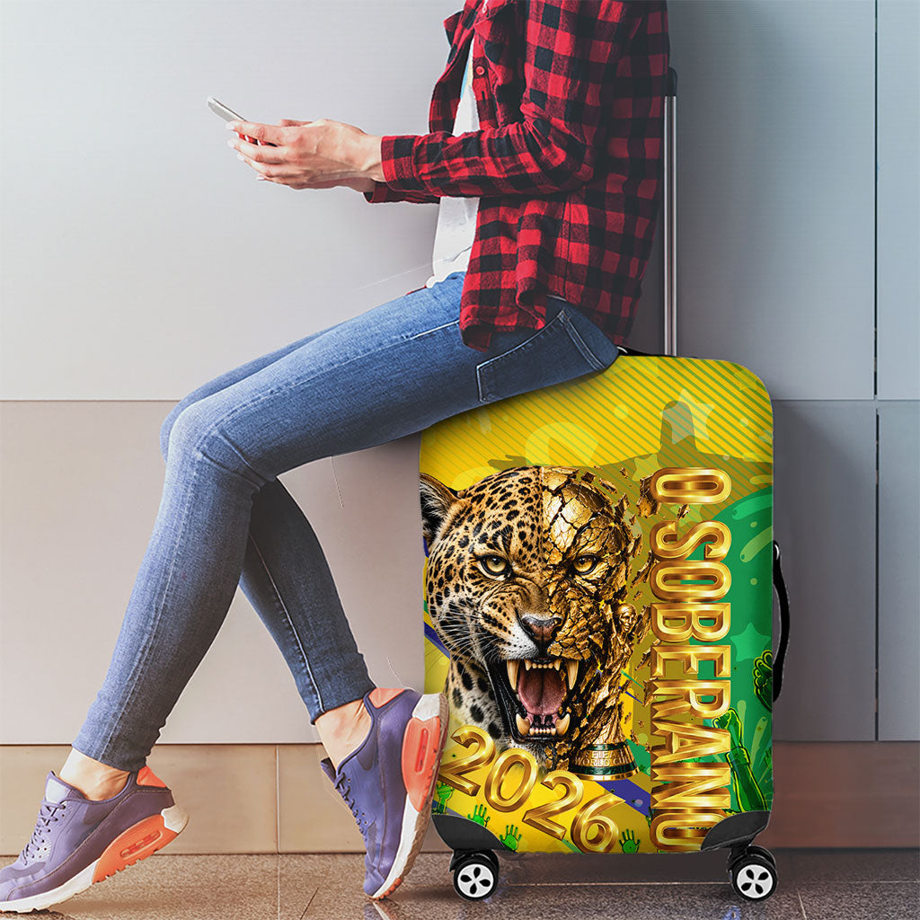 Brazil Football Champions 2026 Luggage Cover Sovereign Jaguar Golden Trophy 3D Graphic Design