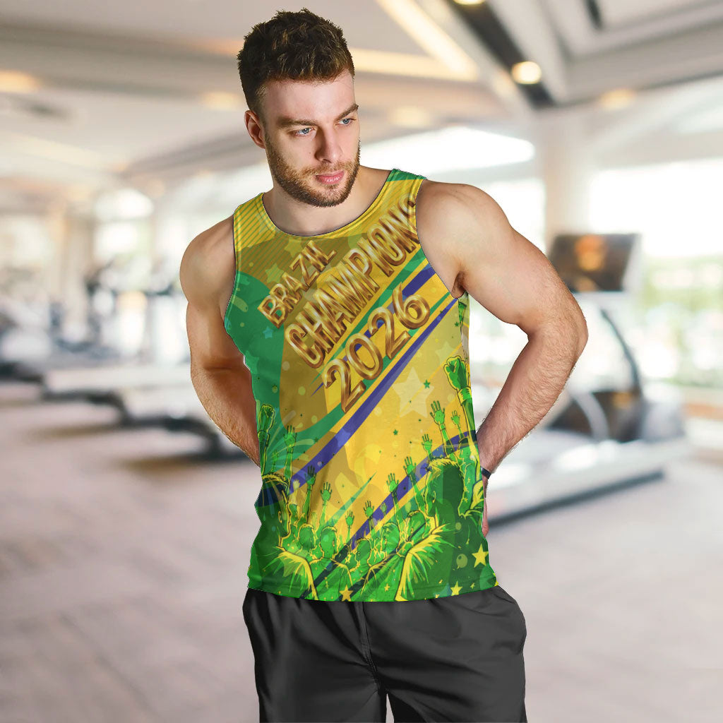 Brazil Football Champions 2026 Men Tank Top Sovereign Jaguar Golden Trophy 3D Graphic Design