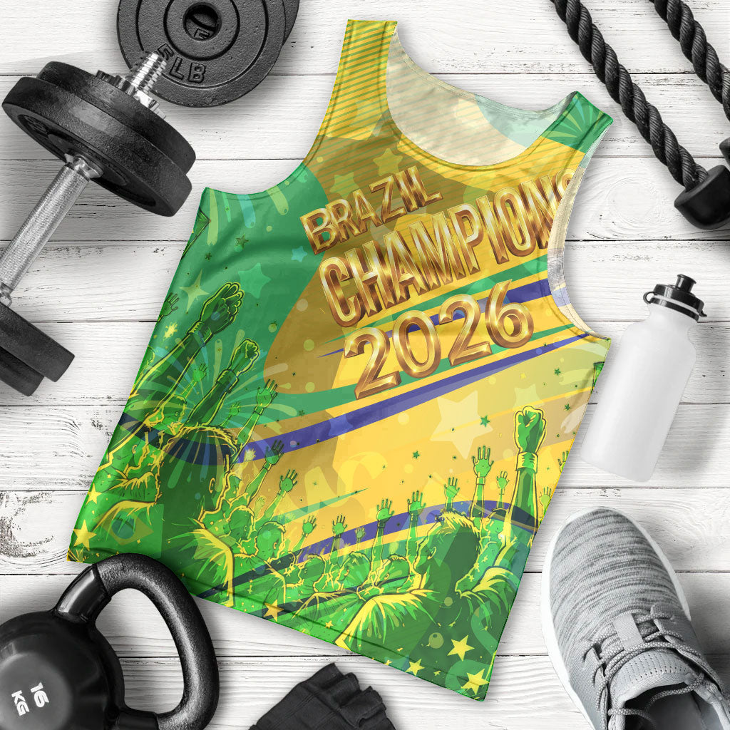 Brazil Football Champions 2026 Men Tank Top Sovereign Jaguar Golden Trophy 3D Graphic Design