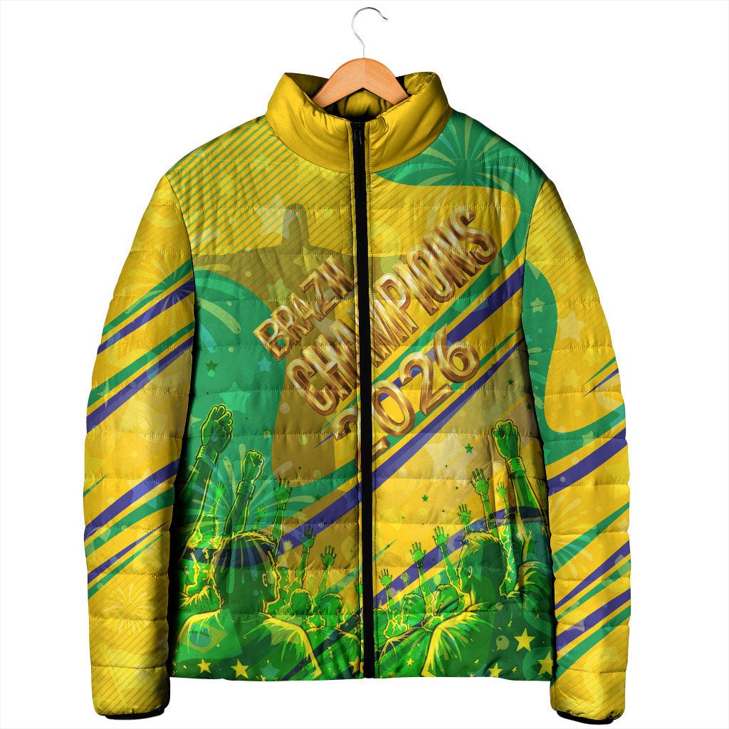Brazil Football Champions 2026 Padded Jacket Sovereign Jaguar Golden Trophy 3D Graphic Design
