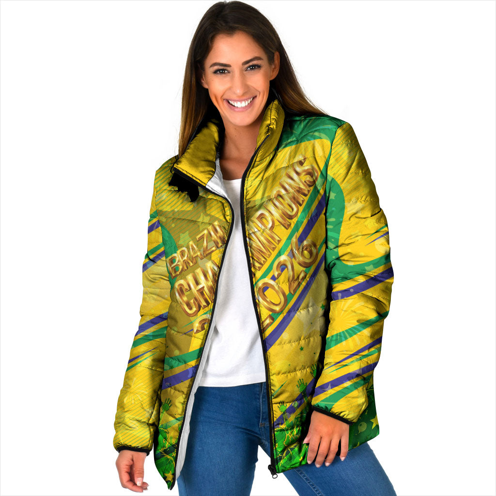 Brazil Football Champions 2026 Padded Jacket Sovereign Jaguar Golden Trophy 3D Graphic Design