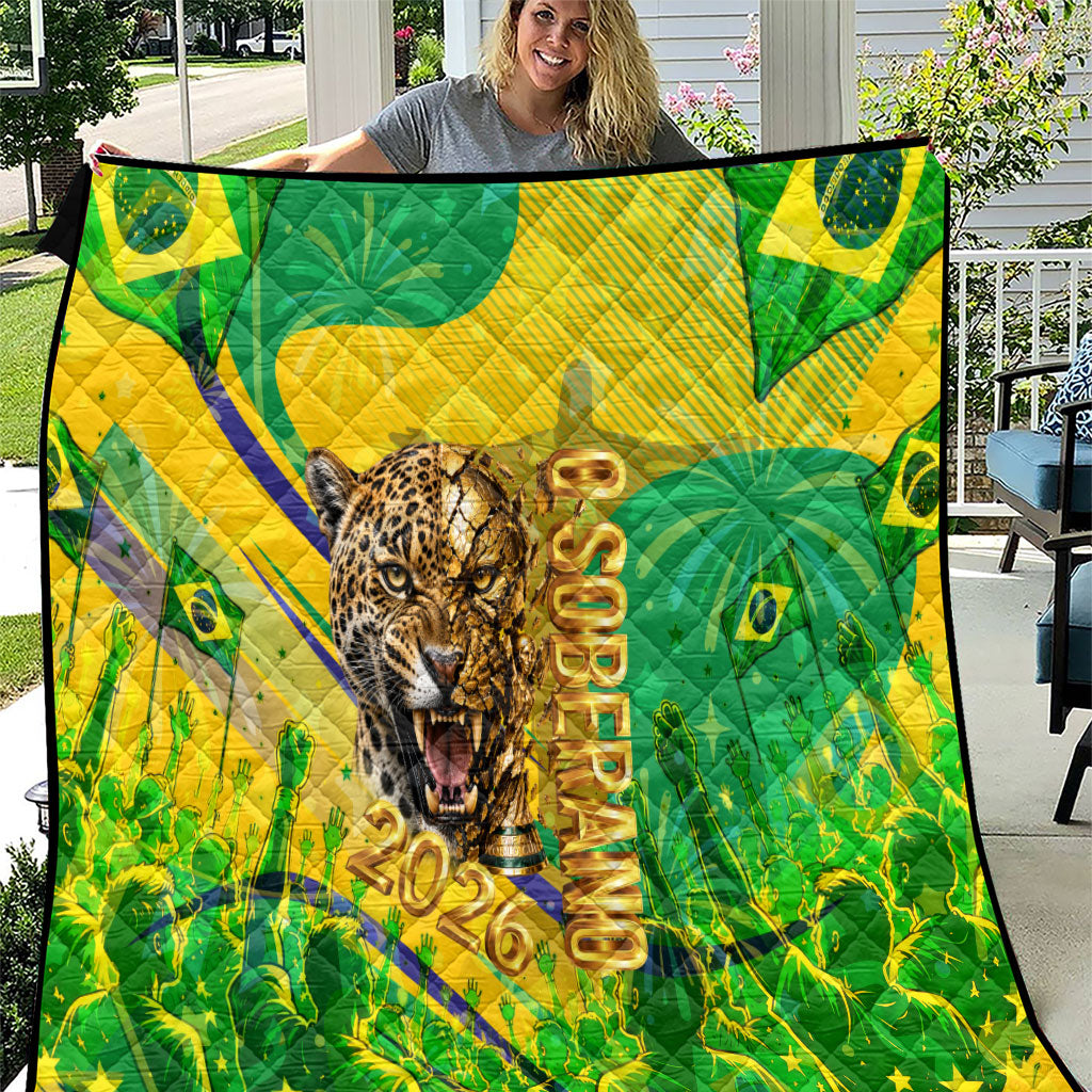 Brazil Football Champions 2026 Quilt Sovereign Jaguar Golden Trophy 3D Graphic Design