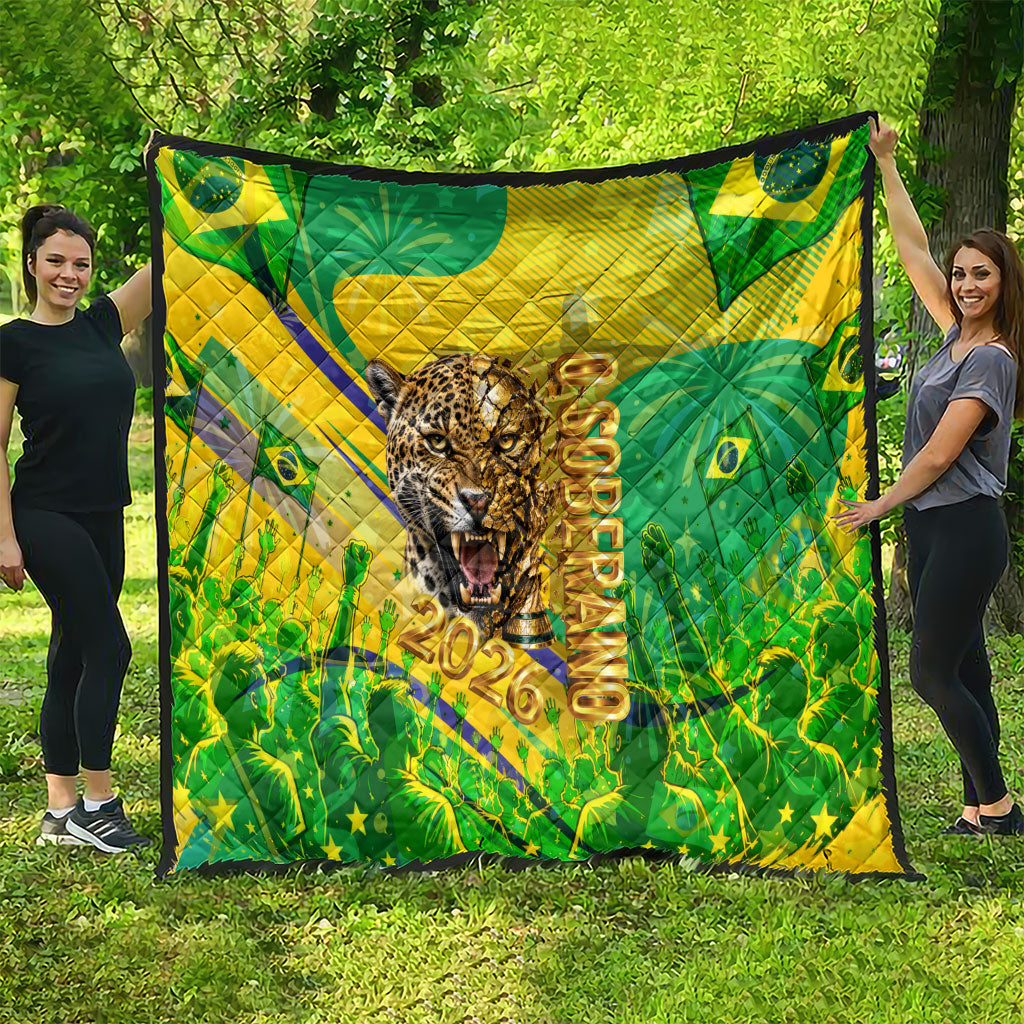 Brazil Football Champions 2026 Quilt Sovereign Jaguar Golden Trophy 3D Graphic Design