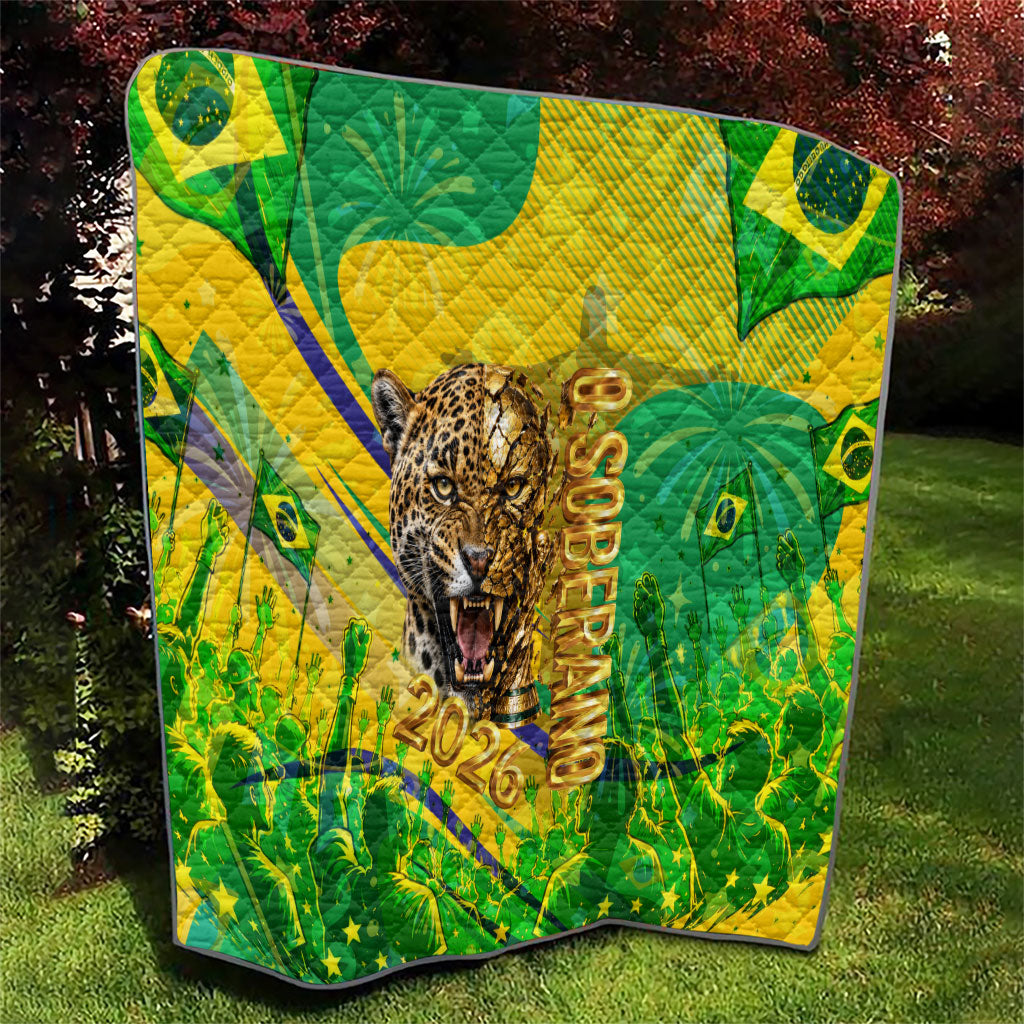 Brazil Football Champions 2026 Quilt Sovereign Jaguar Golden Trophy 3D Graphic Design