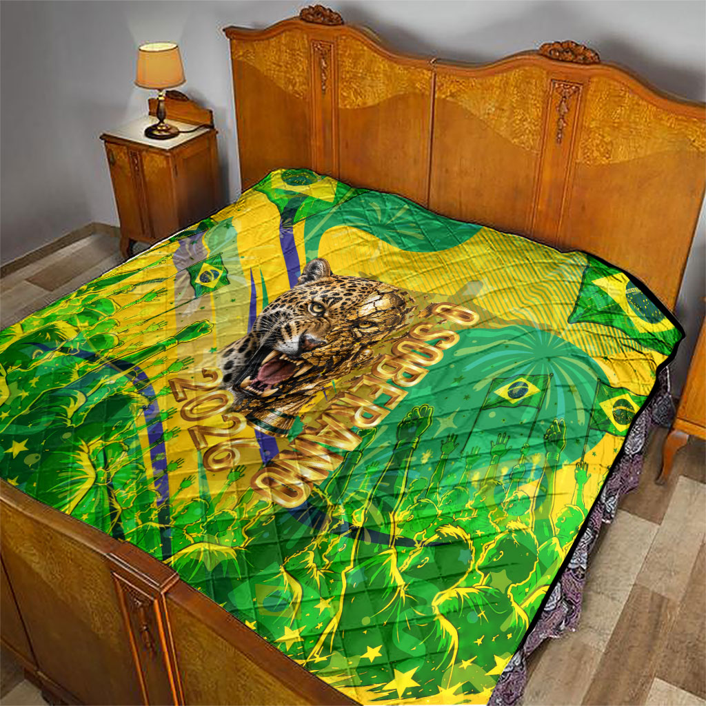 Brazil Football Champions 2026 Quilt Sovereign Jaguar Golden Trophy 3D Graphic Design