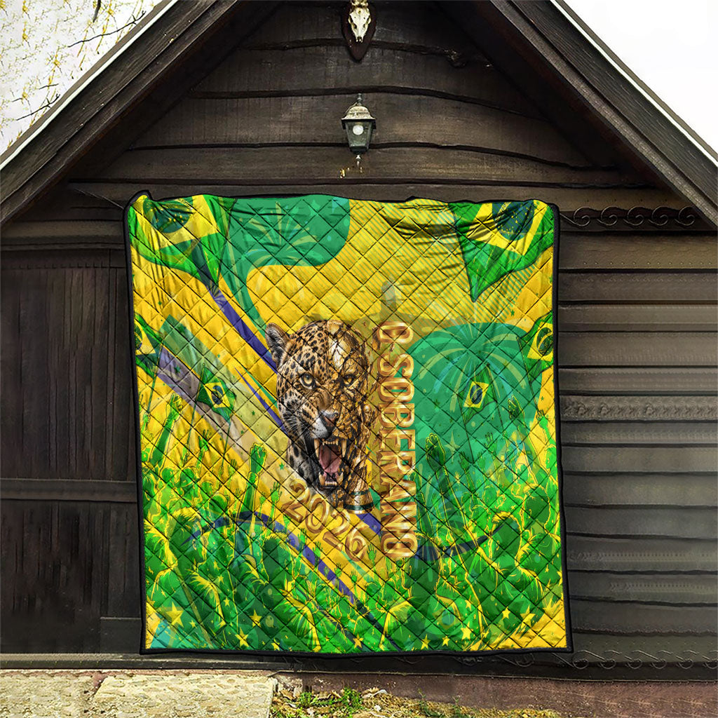 Brazil Football Champions 2026 Quilt Sovereign Jaguar Golden Trophy 3D Graphic Design