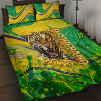 Brazil Football Champions 2026 Quilt Bed Set Sovereign Jaguar Golden Trophy 3D Graphic Design