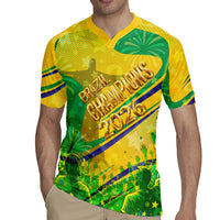 Brazil Football Champions 2026 Rugby Jersey Sovereign Jaguar Golden Trophy 3D Graphic Design