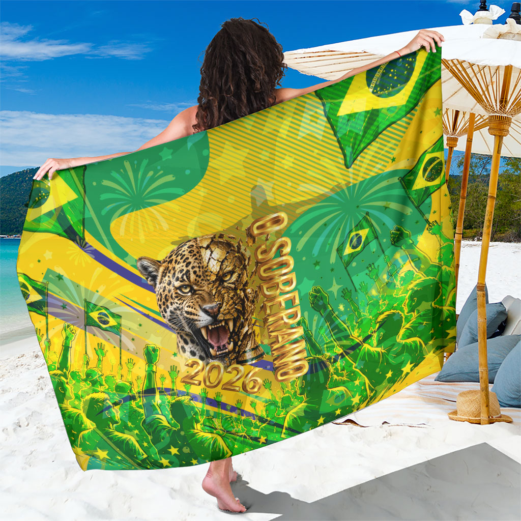Brazil Football Champions 2026 Sarong Sovereign Jaguar Golden Trophy 3D Graphic Design