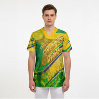 Brazil Football Champions 2026 Scrub Top Sovereign Jaguar Golden Trophy 3D Graphic Design