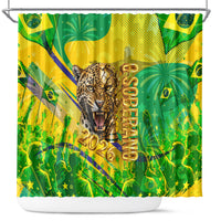 Brazil Football Champions 2026 Shower Curtain Sovereign Jaguar Golden Trophy 3D Graphic Design