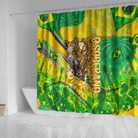 Brazil Football Champions 2026 Shower Curtain Sovereign Jaguar Golden Trophy 3D Graphic Design