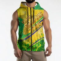 Brazil Football Champions 2026 Sleeveless Zip Hoodie Sovereign Jaguar Golden Trophy 3D Graphic Design