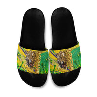 Brazil Football Champions 2026 Slide Sandals Sovereign Jaguar Golden Trophy 3D Graphic Design