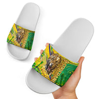 Brazil Football Champions 2026 Slide Sandals Sovereign Jaguar Golden Trophy 3D Graphic Design