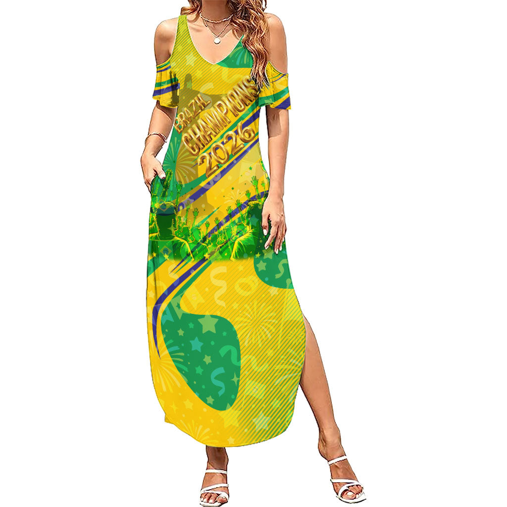 Brazil Football Champions 2026 Summer Maxi Dress Sovereign Jaguar Golden Trophy 3D Graphic Design