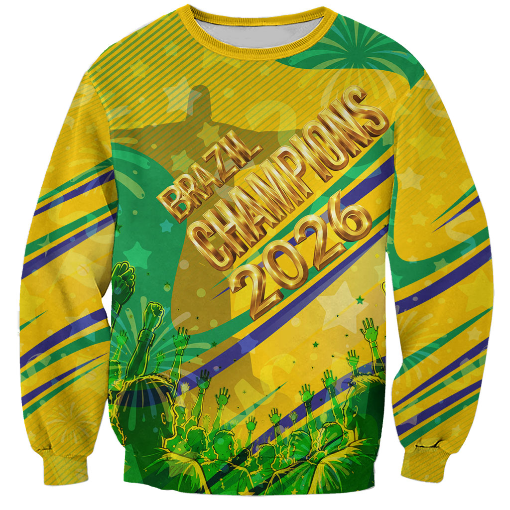 Brazil Football Champions 2026 Sweatshirt Sovereign Jaguar Golden Trophy 3D Graphic Design