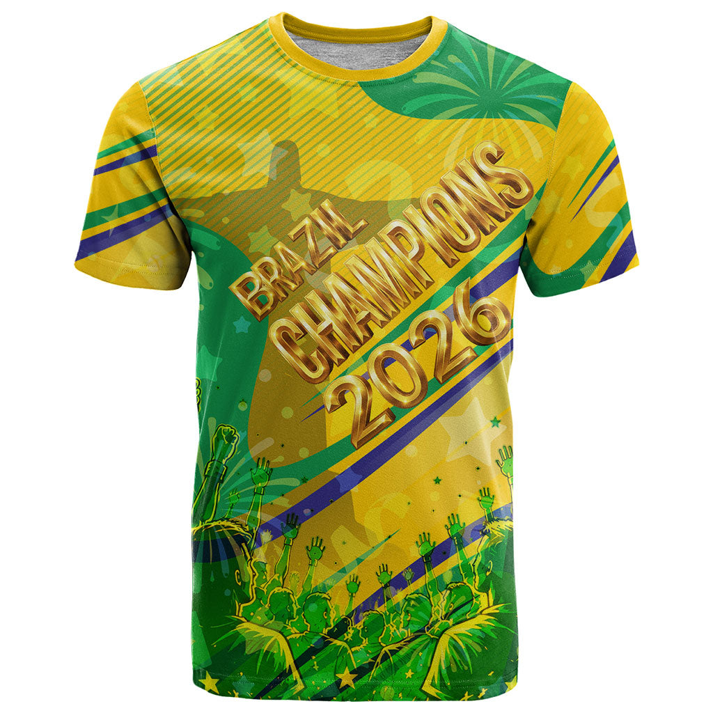 Brazil Football Champions 2026 T Shirt Sovereign Jaguar Golden Trophy 3D Graphic Design