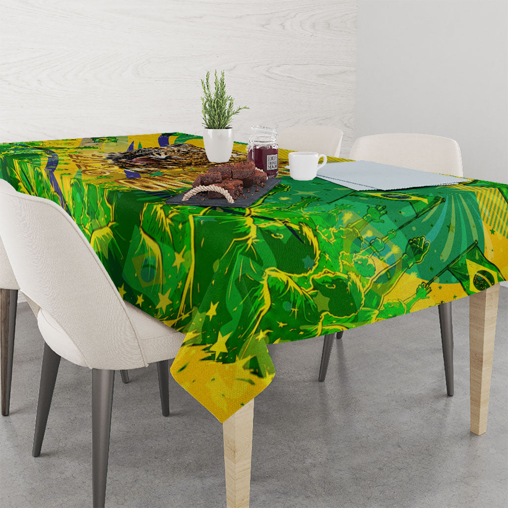 Brazil Football Champions 2026 Tablecloth Sovereign Jaguar Golden Trophy 3D Graphic Design