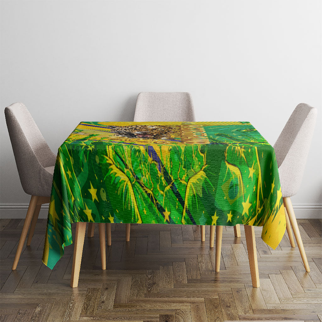 Brazil Football Champions 2026 Tablecloth Sovereign Jaguar Golden Trophy 3D Graphic Design
