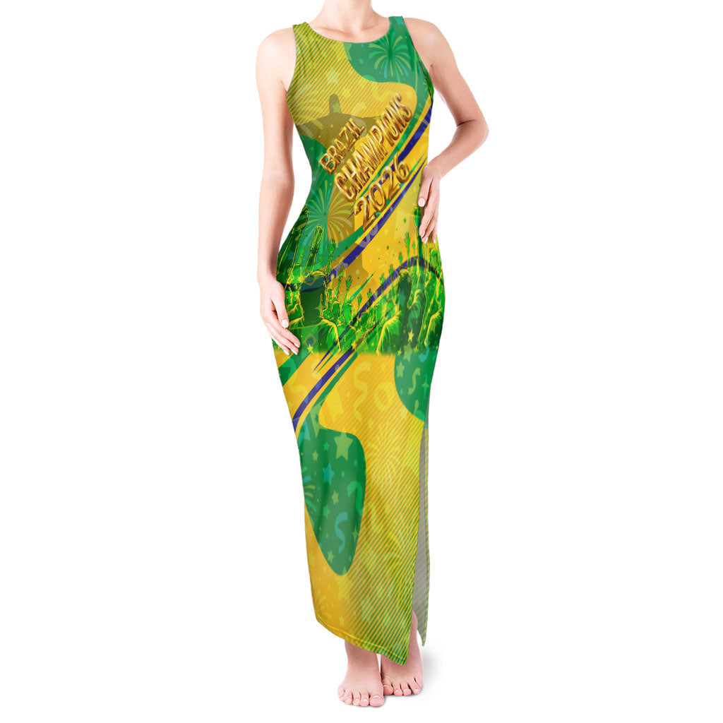 Brazil Football Champions 2026 Tank Maxi Dress Sovereign Jaguar Golden Trophy 3D Graphic Design