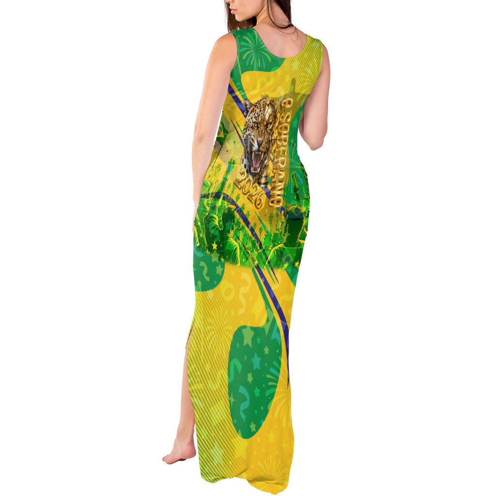 Brazil Football Champions 2026 Tank Maxi Dress Sovereign Jaguar Golden Trophy 3D Graphic Design