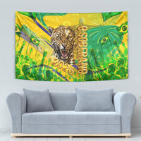 Brazil Football Champions 2026 Tapestry Sovereign Jaguar Golden Trophy 3D Graphic Design