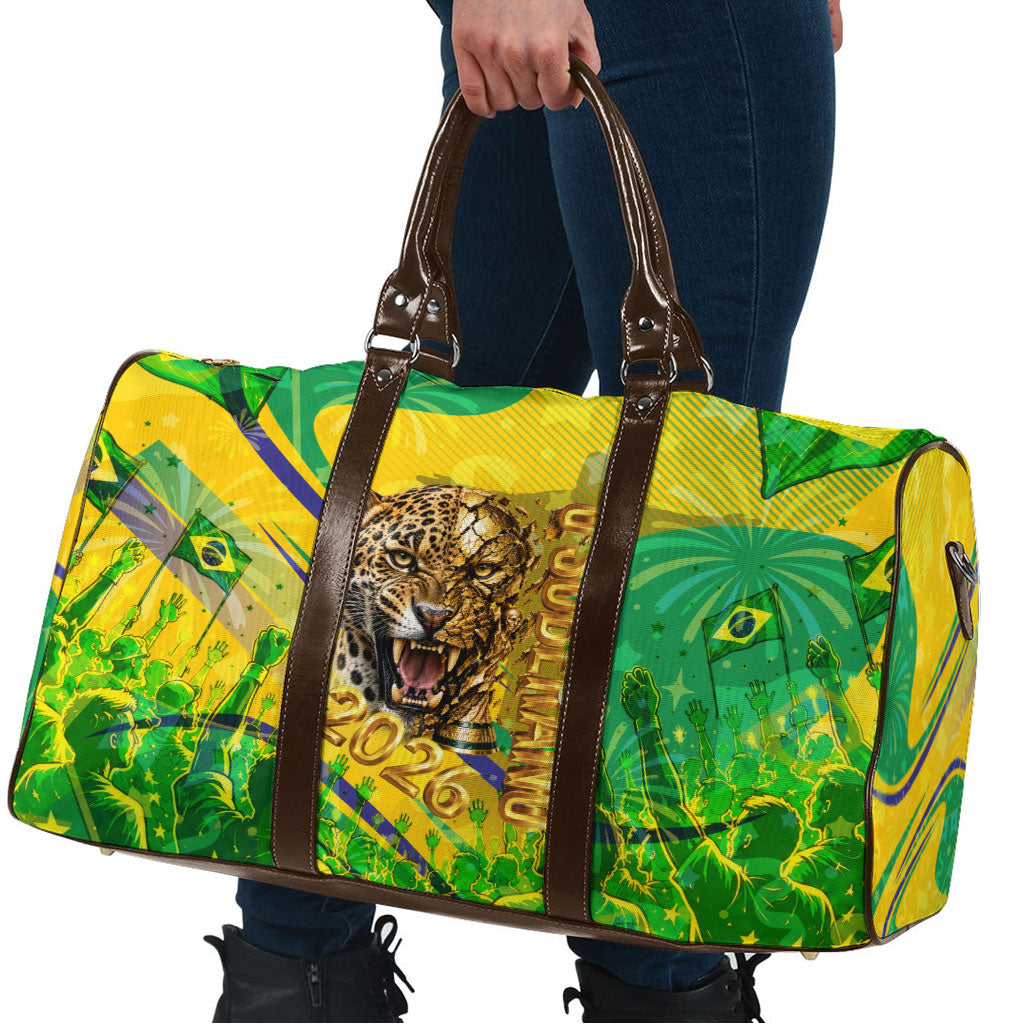 Brazil Football Champions 2026 Travel Bag Sovereign Jaguar Golden Trophy 3D Graphic Design