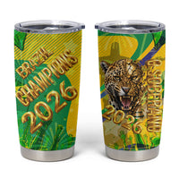 Brazil Football Champions 2026 Tumbler Cup Sovereign Jaguar Golden Trophy 3D Graphic Design