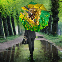Brazil Football Champions 2026 Umbrella Sovereign Jaguar Golden Trophy 3D Graphic Design