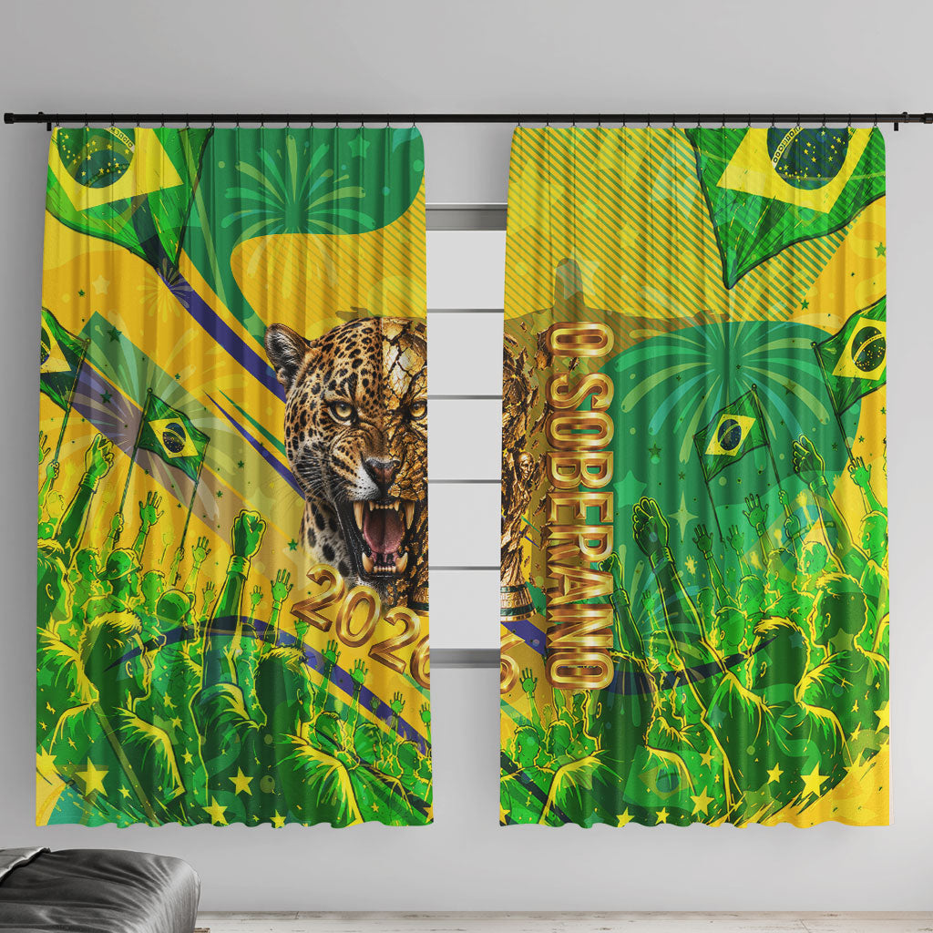 Brazil Football Champions 2026 Window Curtain Sovereign Jaguar Golden Trophy 3D Graphic Design
