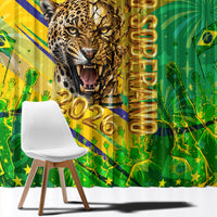 Brazil Football Champions 2026 Window Curtain Sovereign Jaguar Golden Trophy 3D Graphic Design
