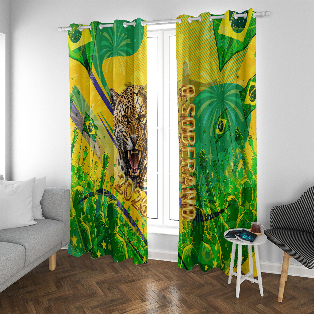 Brazil Football Champions 2026 Window Curtain Sovereign Jaguar Golden Trophy 3D Graphic Design