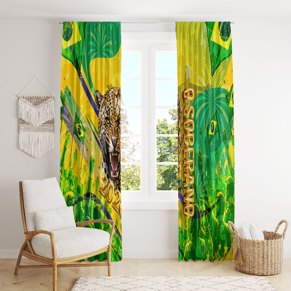 Brazil Football Champions 2026 Window Curtain Sovereign Jaguar Golden Trophy 3D Graphic Design