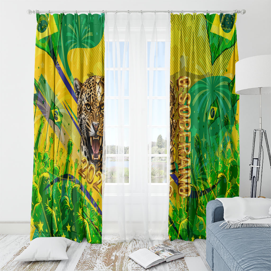 Brazil Football Champions 2026 Window Curtain Sovereign Jaguar Golden Trophy 3D Graphic Design